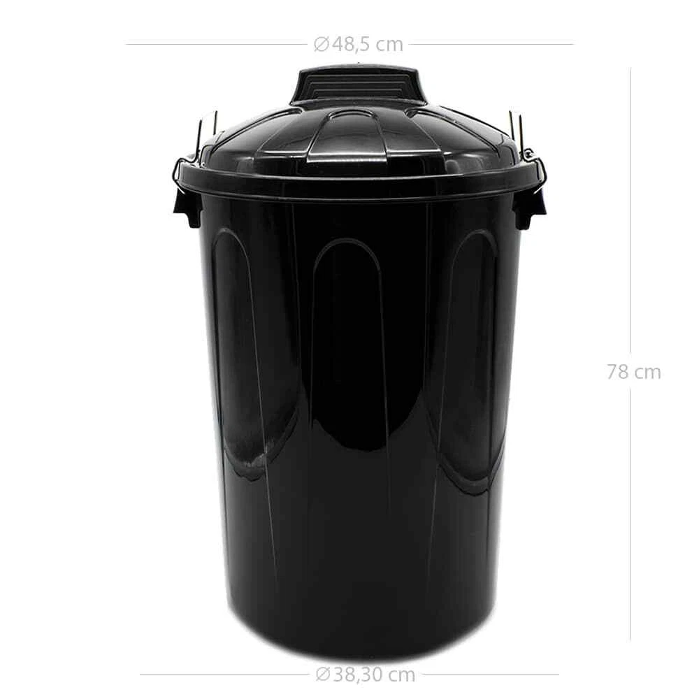 Cubo basura plastico comunidad con tapa 100 Litros Negro