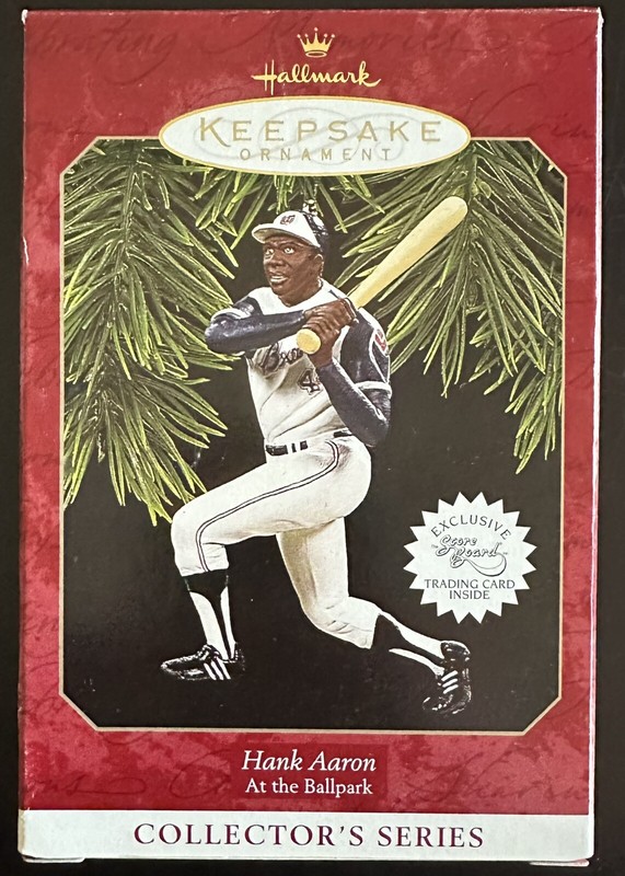 1997Hallmark Keepsake Ornament Hank Aaron "At The Ballpark" With Sports Card NIB