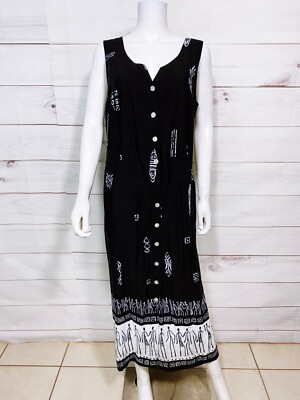 D.G.I. By Darian Womens Dress Size 14W Black V-Neck Button Up Sleeveless