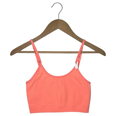 New Pink Bralette Womens M Seamless Ribbed Sports Bra Orange Victorias Secret