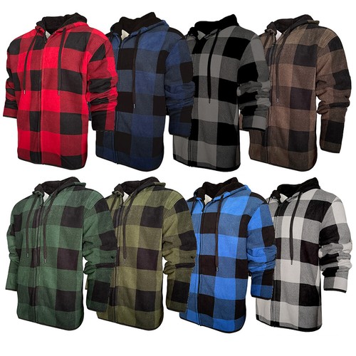 mens flannel zip up hoodie