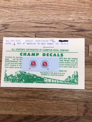 Champ Decals HO Scale HH-302: Great Northern 42  Herald 1 Pair Red/ Silver