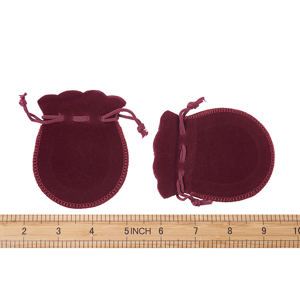 200 Soft Drawstring Velvet Bags Jewelry Packing Gift Pouches Dark Red 3.5"x2.7"