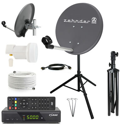 Zehnder HDTV HD HDMI Camping SAT Anlage Digital Receiver LNB Stativ Kabel Set D