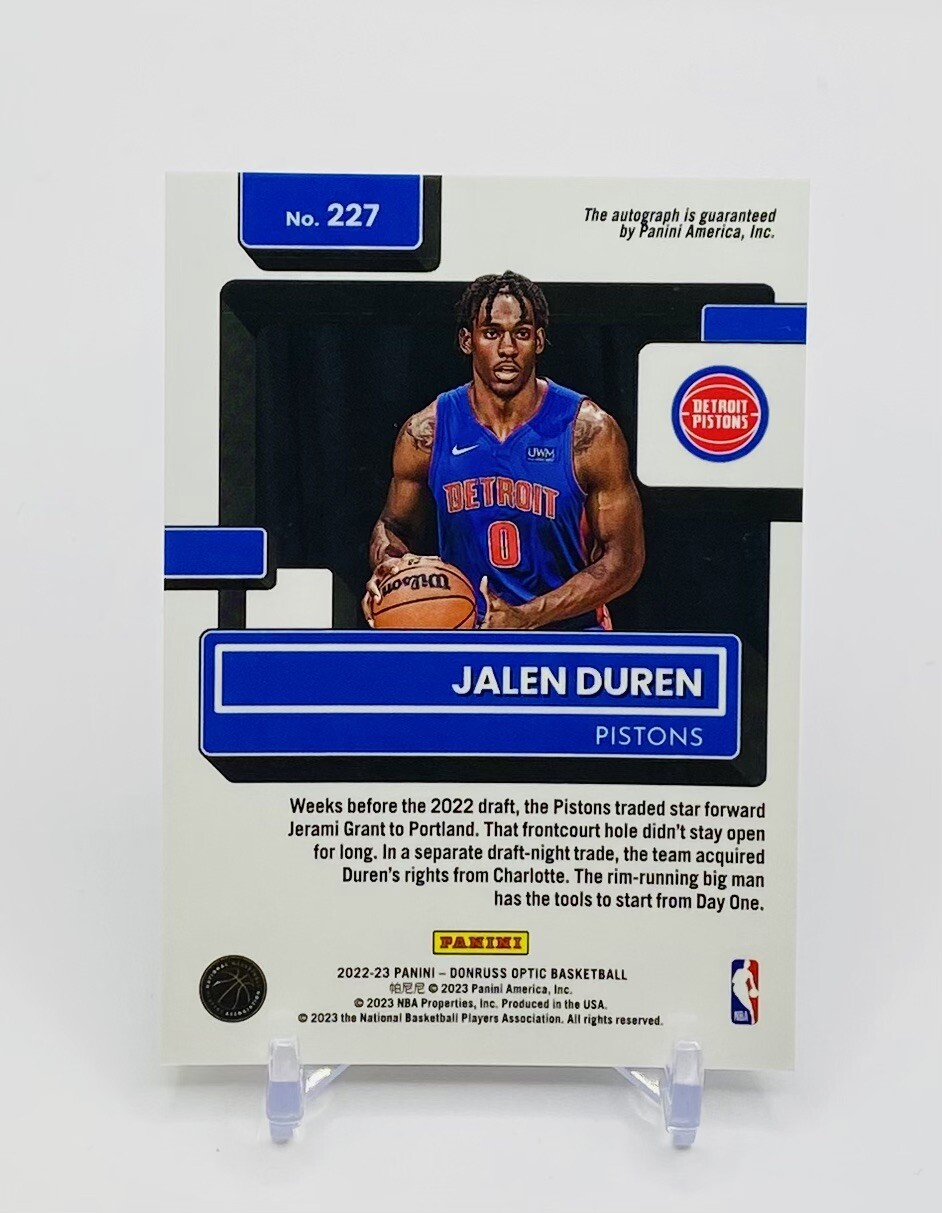 2022-23 Jalen Duren Donruss Optic Rated Rookie Autograph RC ? | eBay