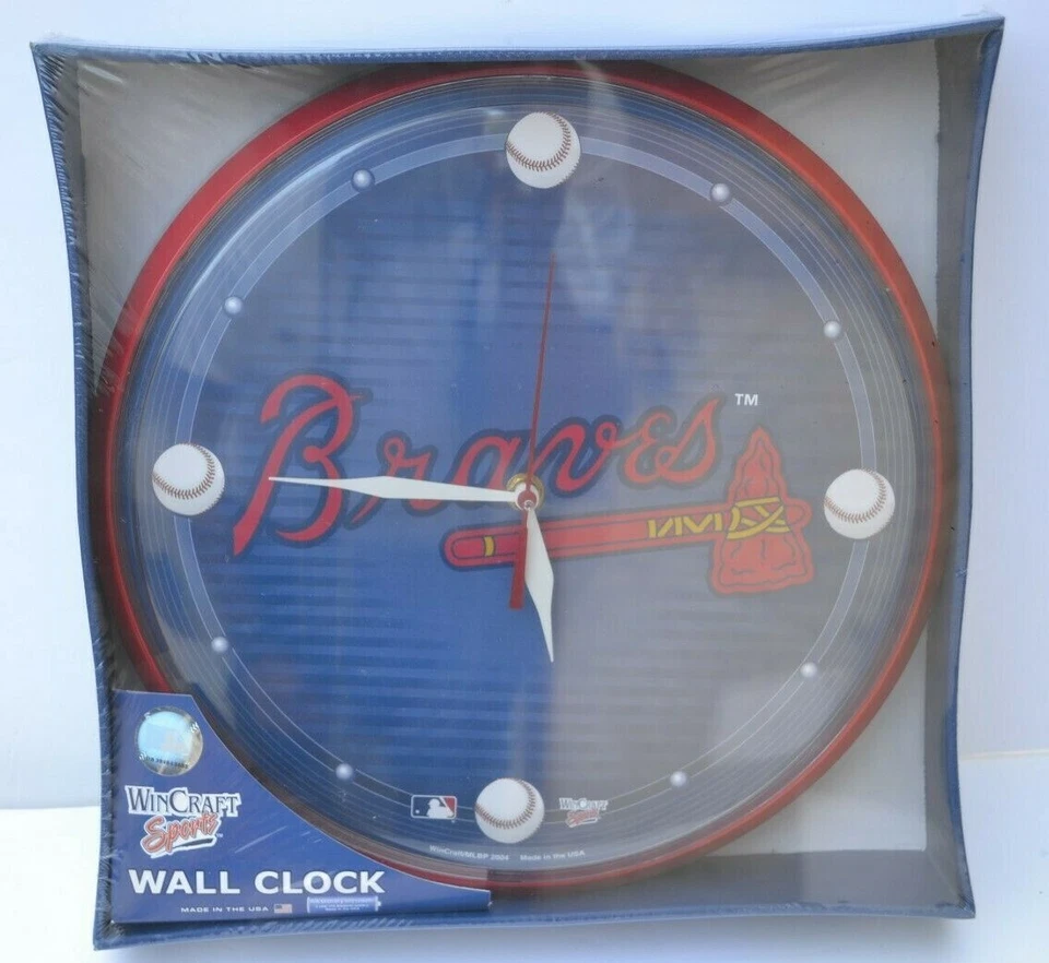 MLB Atlanta Braves Baseball Wall Clock WinCraft Sports 1 AA Battery - Image 2 of 3