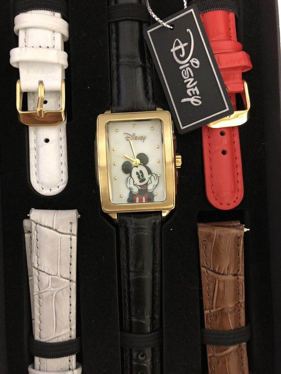 Authentic Disney Mickey Mouse Gold Tone Rectangle Watch Set  display picture 2