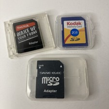 Lot of 3 Micro SD Memory Card Various Brands Kodak SanDisk Micro SD Adapter Lock