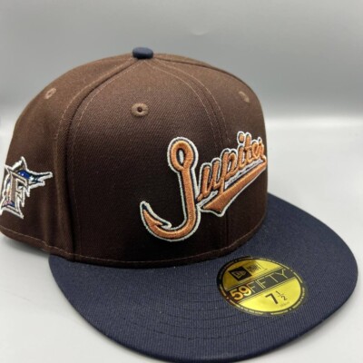 Florida Marlins Hat Men 7 1/2 Brown Jupiter 59Fifty New Era Fitted Cap