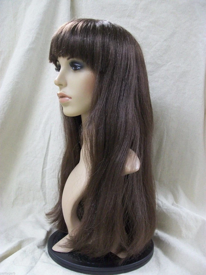 Brown Beauty Wig with bangs GoGo Dancer Mod Cheerleader Schoolgirl Preppie Daria - Image 2 of 4
