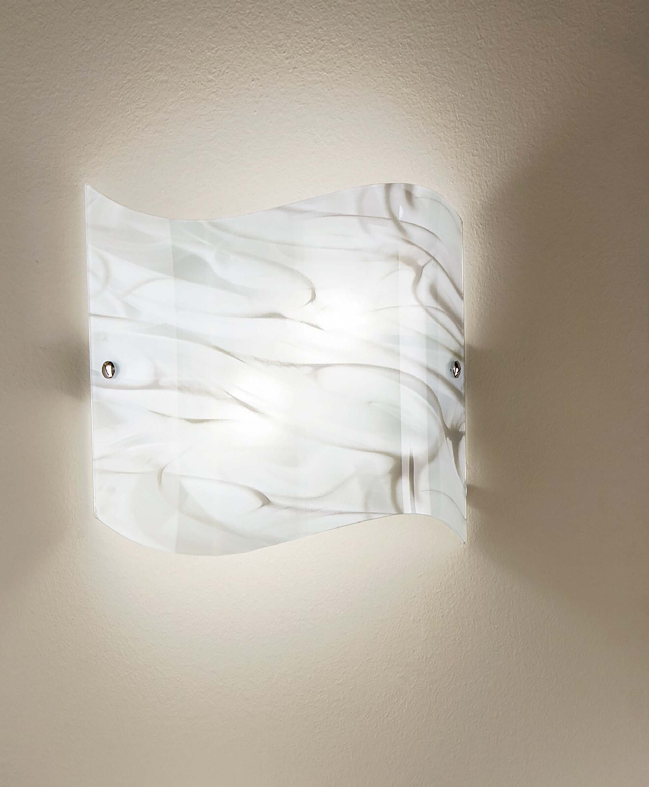 Applique da Parete Moderno DP204 Vetro Bianco e Tortora 2 Luci E27