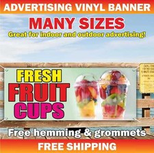 FRESH FRUIT CUPS Advertising Banner Vinyl Mesh Sign Farm Organic Produce Berry