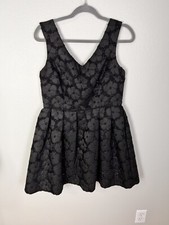 Top Shop Black Glittered Sleeveless Double V Neck Fit n Flare Dress Sz 10 NWT