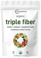 Micro Ingredients Organic Triple Fiber Powder 2 lb | 3-in-1 Formula with Inul...