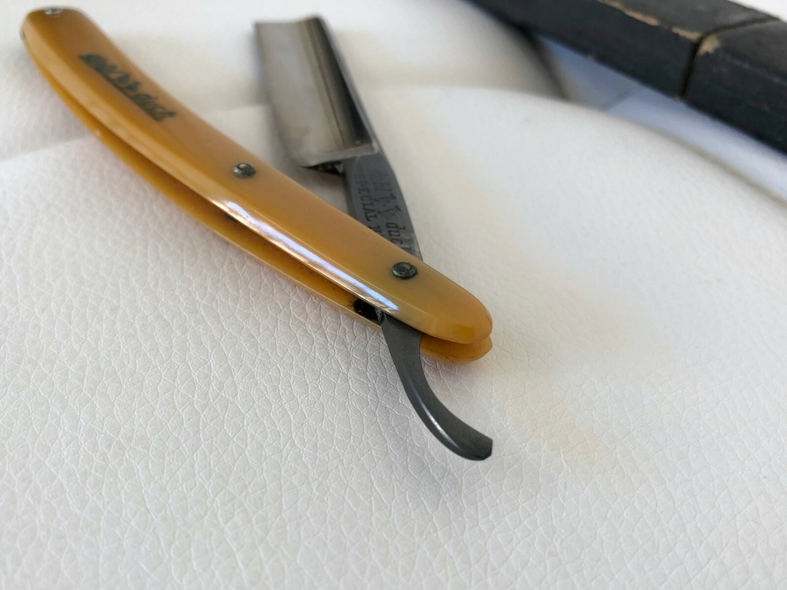 VINTAGE! STRAIGHT RAZOR Dubl Duck SPECIAL #1 Pearlduck Blade Solinger Germany