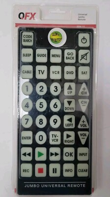 QFX Universal Jumbo Remote Control REM- Glow In Dark Buttons TV VCR DVD ...