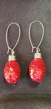 Jingle  Joy Silver-tone Red Christmas Ornament Earrings - NEW