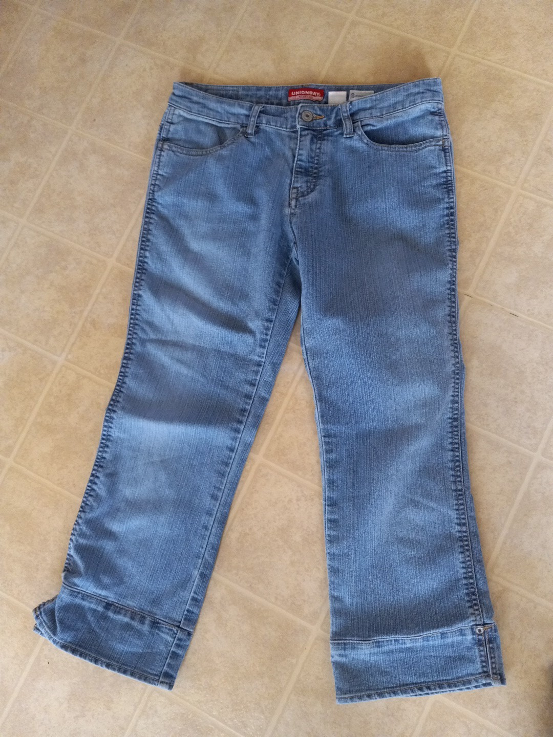 Unionbay VTG 90s Y2K Jeans Ankle Crop Vented Hem Mid Rise Faded Denim JR Sz 9