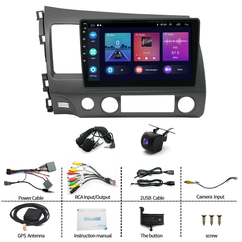 For Honda Civic 2006-2011 Android 13 Apple Carplay Car Stereo Radio GPS Navi 10"