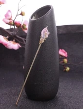 Flower Hair Pin Chinese Hairpins pink blue Chopstick Stick vintage Gold Gift uk 