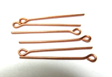 50 Pieces ~ SOLID COPPER EYE PINS ~ 1 INCH LONG ~ FOR BEADS ~ JEWELRY ~ LOT