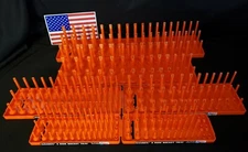 3 Row Socket Organizers Metric SAE Tool Rack Holders 1/4" 3/8" 1/2" Orange -USA