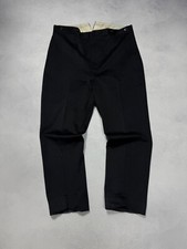 Antique Gentlemen 1930/40s Solide Elegant Mens Vintage Wool Pants Black Trousers