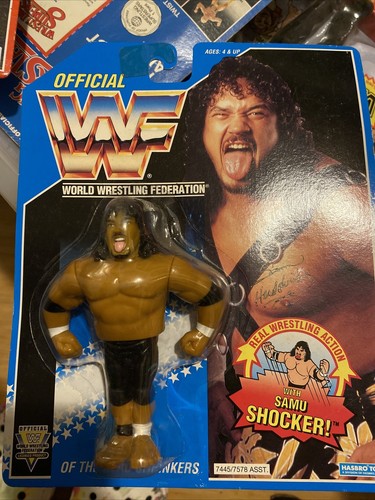 WWF Samu Of The Head Shrinkers Figure Blue Card Ha...