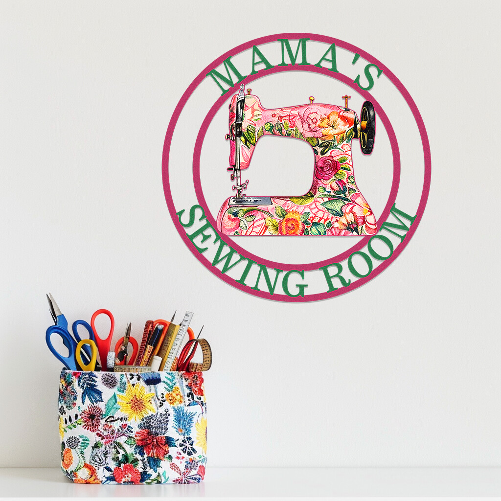Sewing Machine Metal Sign Customized,Personalized Last Name Wall Art for Grandma-image