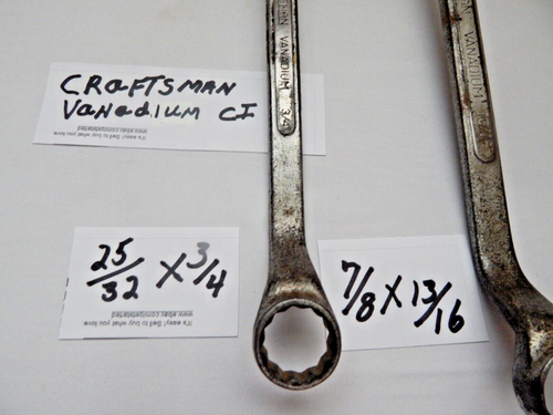 Craftsman Vanadium CI 7/8 x 13/16 & 25/32x3/4 Offset Double Box End Wrenches USA - Picture 2 of 4