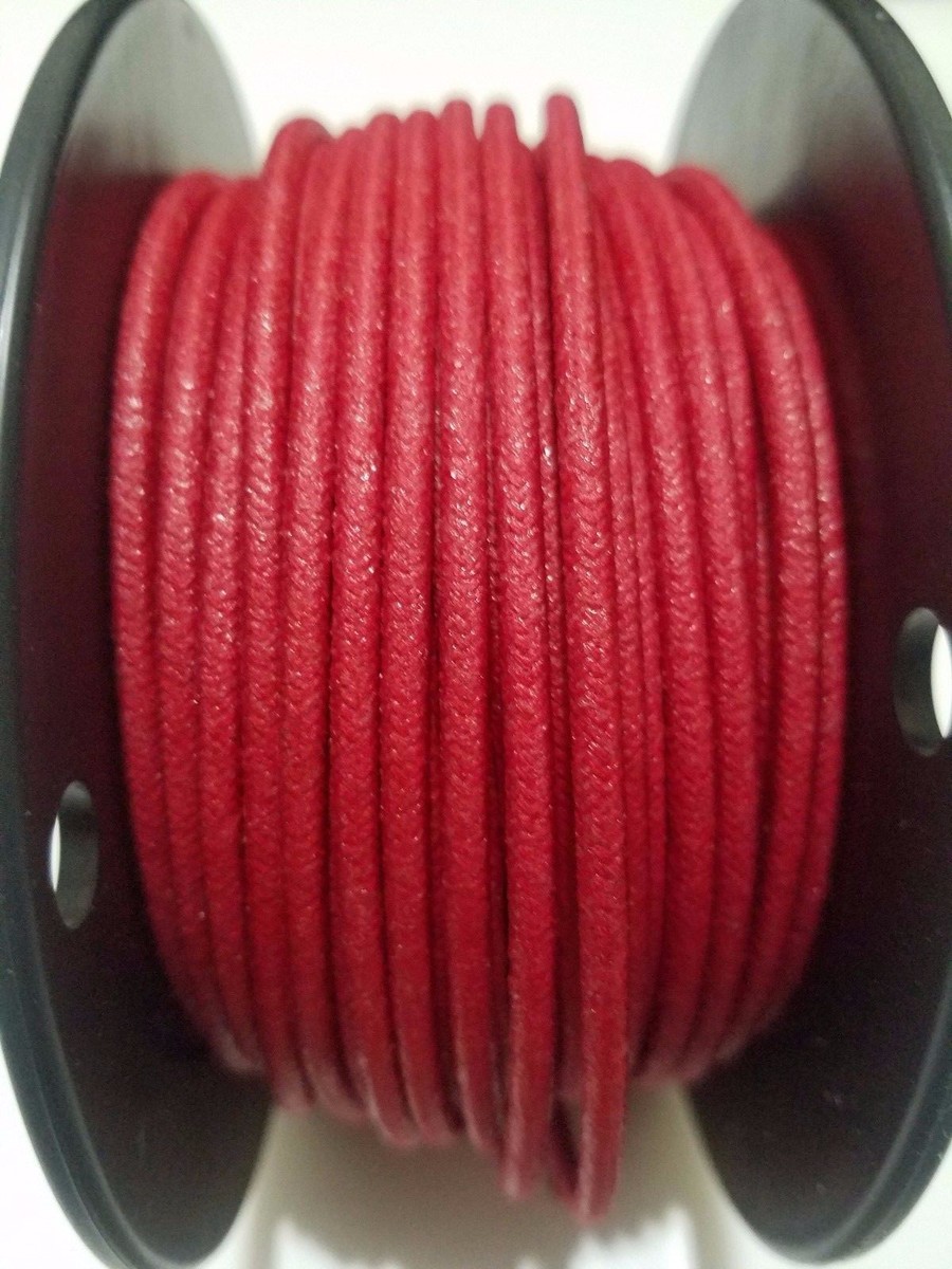 10 feet Vintage Braided Cloth Covered Primary Wire 12 GA gauge Red w/ 3