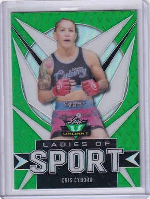 2021 Leaf Valiant Ladies of Sport #LS-02 Cris Cyborg Green Refractor SP