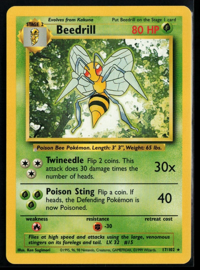 1999 Classic - Base Set Beedrill #17 Non Holo Rare Pokemon Card