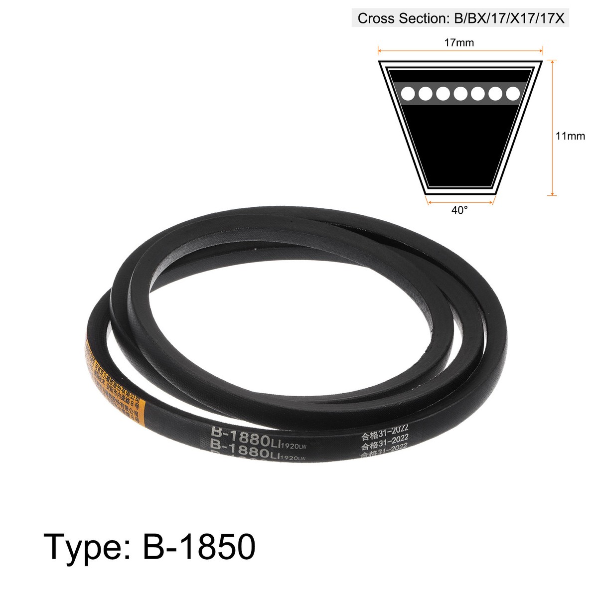D&D Dura-Prime SPB1800 V-Belt - 17x1800mm, Standard Wedge Belt For Industrial Drives