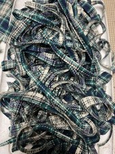 Blue Plaid- Cut Size 8- 100 Wool Fabric Cut Strips for Rug Hooking