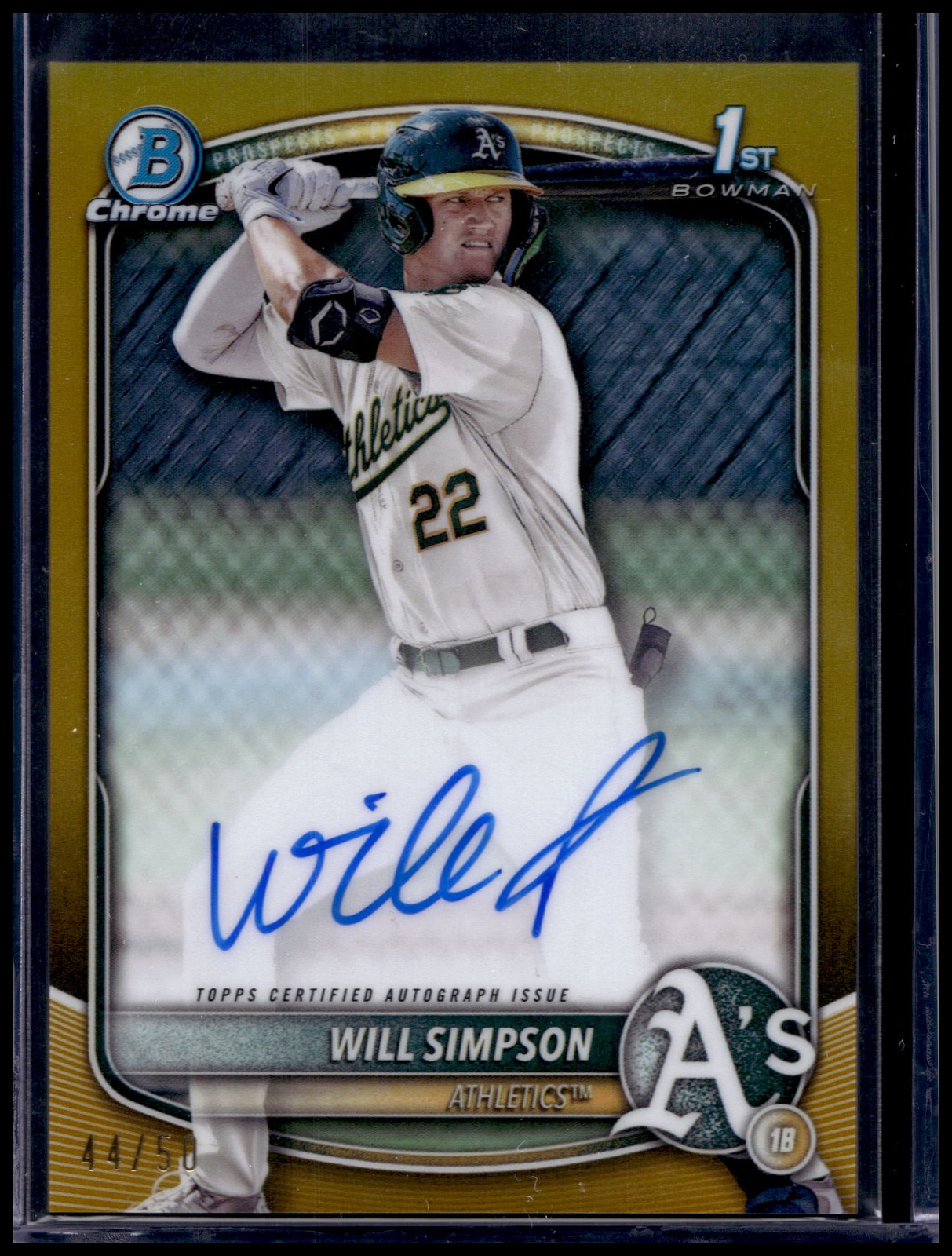 2025 Bowman Chrome 1st Will Simpson #CPA-WSI Autograph Gold Refractor /50 Rookie