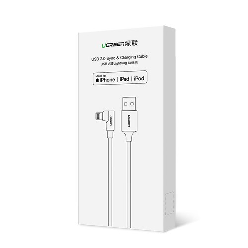 Ugreen Câble Lightning USB-A MFi 1m 2.4A Anglé Rouge - Photo 2/10