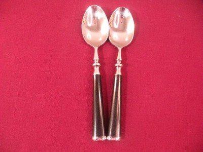 2 Teaspoons Lyon International Silver Nocturnal Black Handle Stainless 6 1/4''