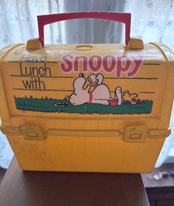 Vintage Snoopy Lunch Box & Snoopy & Woodstock Thermos 1965-68