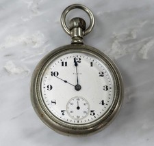 Antique 1917 Elgin Open Face Silveroid Pocket Watch 18s 17j 5-F482