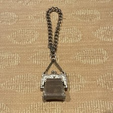 Vintage Gold Tone Metal Mesh Coin Purse Mini Coin Holder with Chain