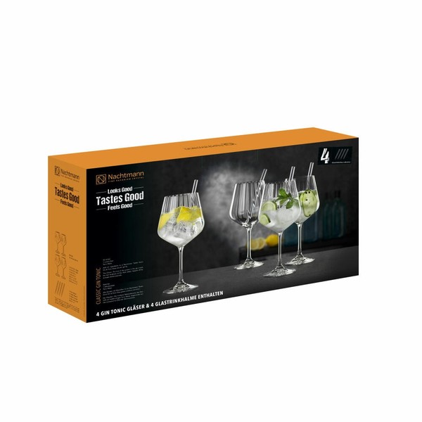 Nachtmann Gin & Tonic Set Tastes Good 8-Tlg., 4 GläSer+4 Trinkhalme Kristallglas-image