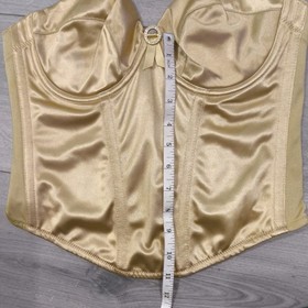 Vintage Ann Summers Gold Satin & Diamante Strapless Corset Top Size 36C