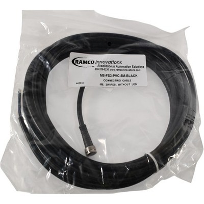 NEW Ramco M8-FS3-PVC-5M-BLACK Cable 3-Pin Female Straight 5m