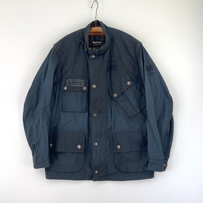 Barbour International Steve Mcqueen Vin Wax Jacket Mens Large Blue A7 Motorcycle