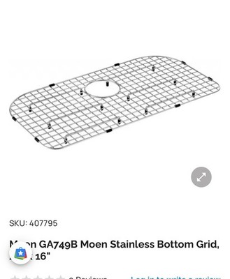 Moen GA749B Kitchen Sink Bottom Grid Protect 26''x16'' Rear Drain D Shape Stainles