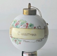 Vintage Porcelain Christmas Ornament signed BJNROY- Christmas, Made in USA