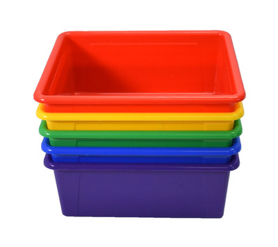 Storex Storage Trays Assorted Bright 5 Pack 10'' x 13'' x 5'' Deep Organizers