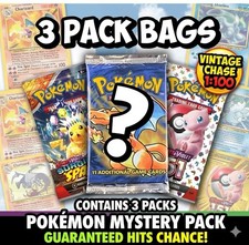 Pokemon Mystery Booster Pack Lot 3 Packs Seal...