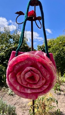 Felted Rose Bag: Handmade Wool Purse, Boho Flower Handbag